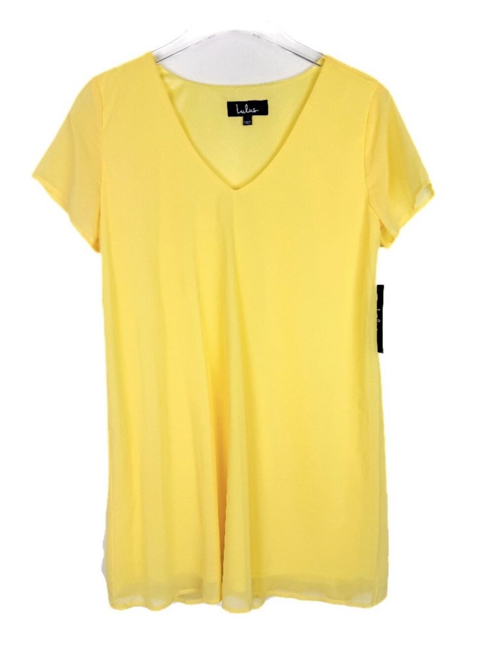 NWT Lulus Freestyle Shift Dress Short Sleeve V-Neckline Mini Yellow Size XS NEW
